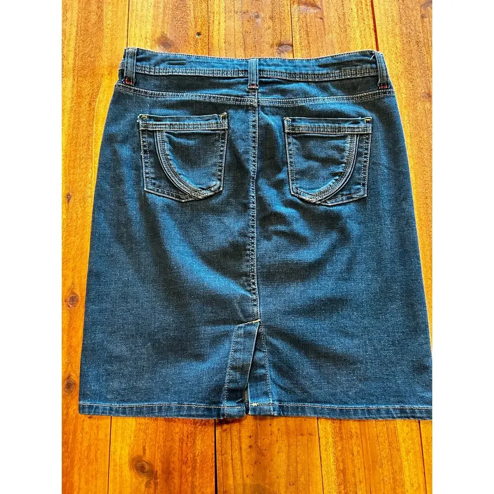 Vintage Y2K Wrangler Medium Wash Denim Skirt Womens 10M Mid Rise Pencil Jean EUC